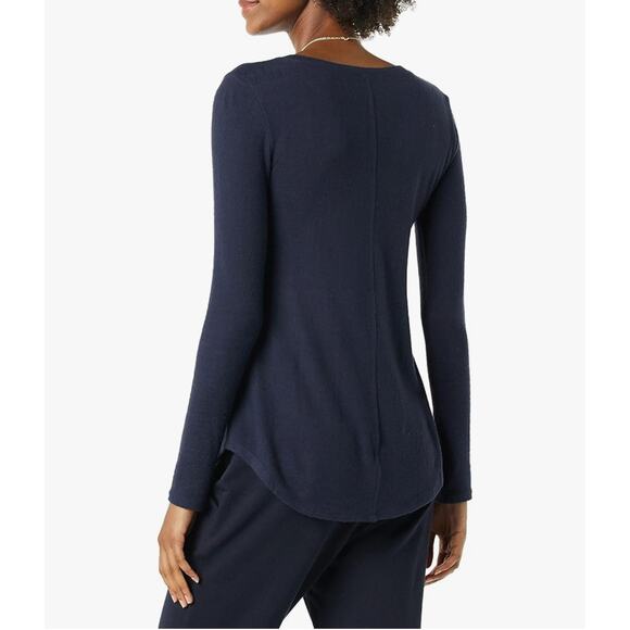 Daily ritual Women Cozy Standard-fit long Sleeve Shirttail Hem Crewneck Shirt XS - Picture 2 of 9